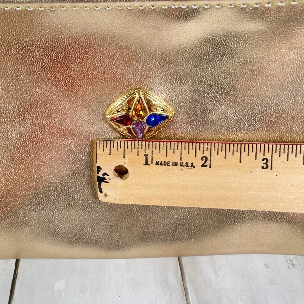 Cityside Hollywood Florida Vintage‎ Zip Clutch Purse Gold